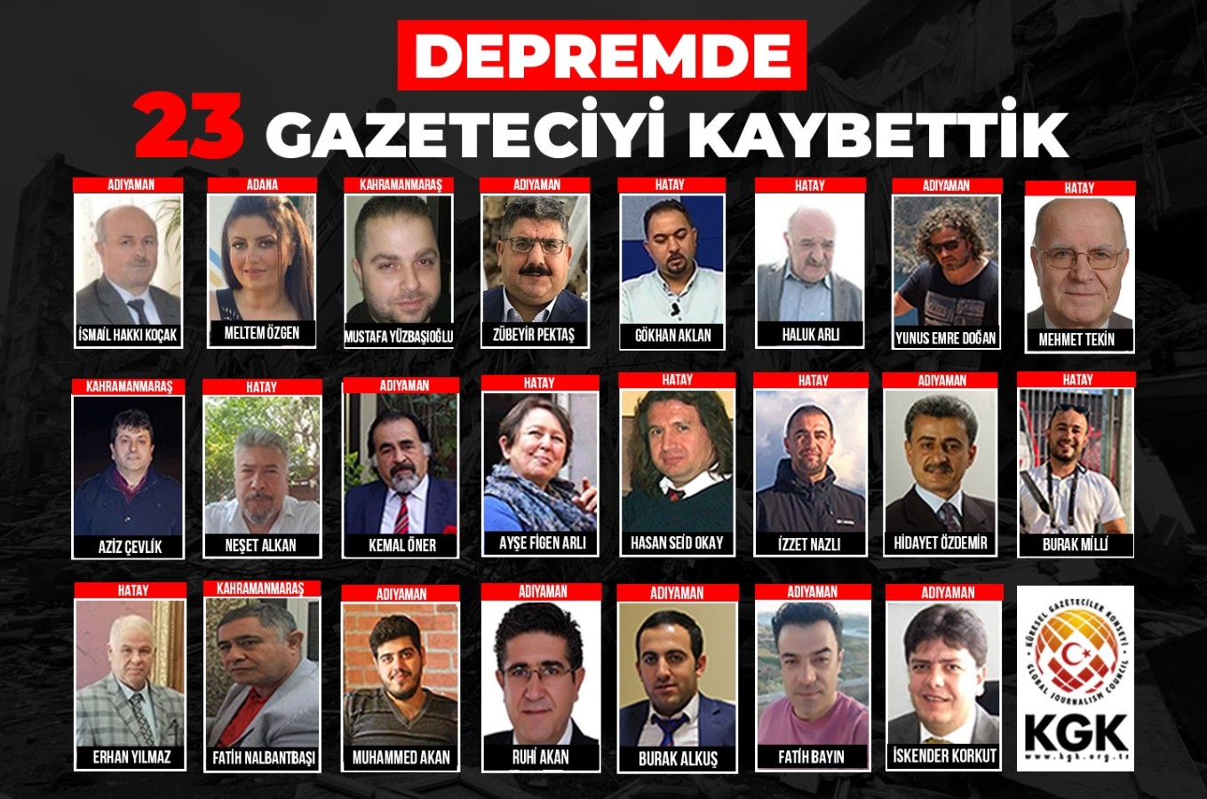 Depremde kaybettiğimiz gazeteci sayısı 23’e yükseldi;
