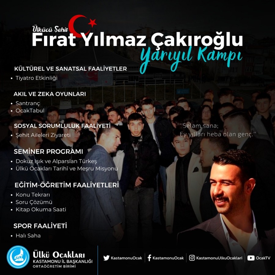Ülkü Ocakları'ndan yarıyıl tatili için kamp;